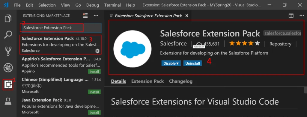 salesforce extension pack