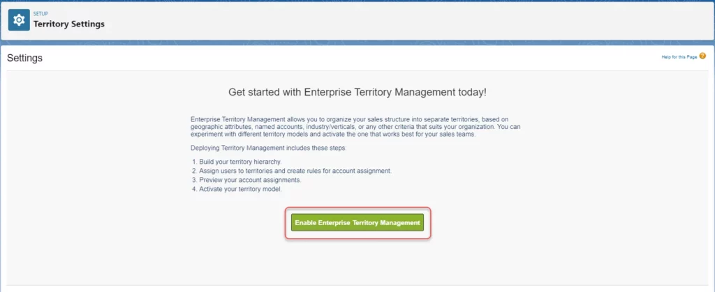 Enable Enterprise Territory Management 